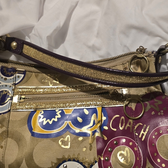 Coach Poppy Pop C CPLIQUE Groovy Shoulder Bag Multicolor Canvas Leather - Picture 12 of 12